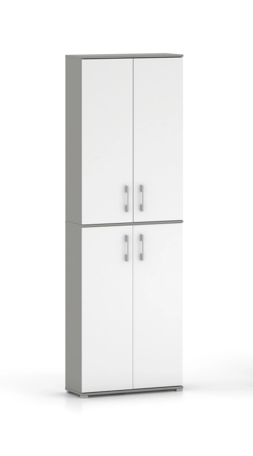 Szafa biurowa Pola 215 - 4D 60cm Szary Arktyczny z Białymi Frontami